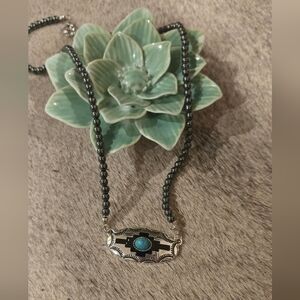 Silver and Turquoise Pendant Necklace